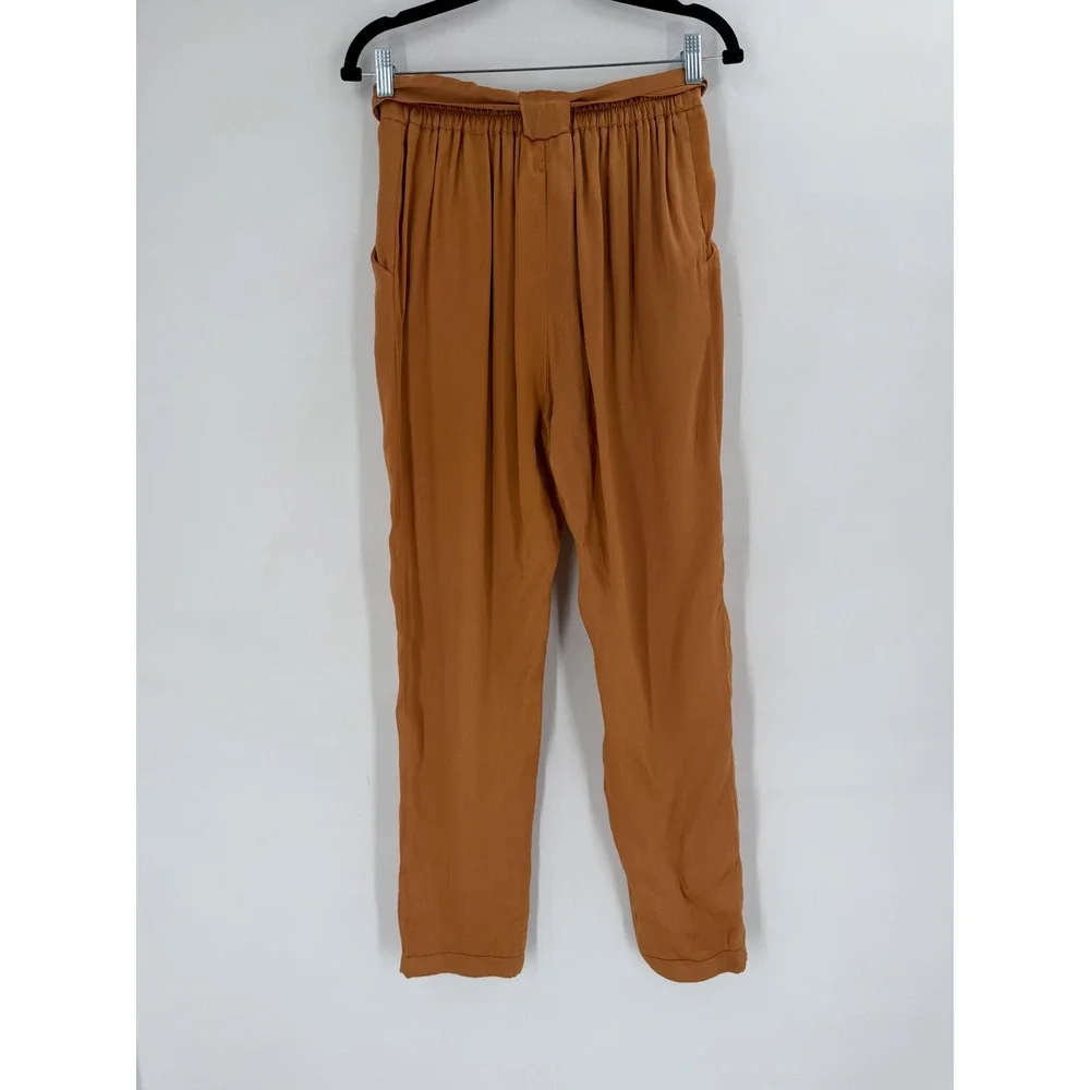 NWT Indah Agent S Pants Womens Small Honey Viscose‎ Pleated Tie Waist Boho Chic